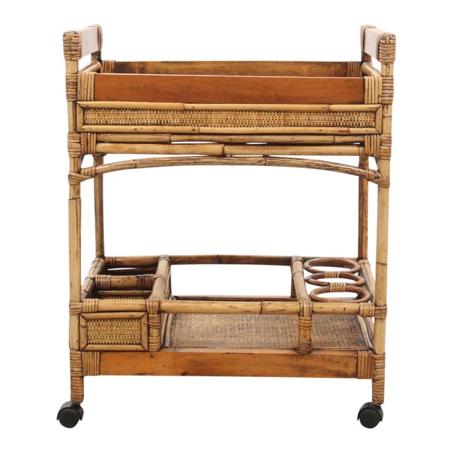 Bamboo & Rattan Bar Cart Chairish