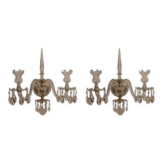 Caldwell Georgian Style Cut Crystal and Gilt Bronze Sconces - A Pair For Sale