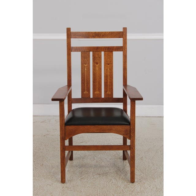 2000 - 2009 Set of 6 Stickley Harvey Ellis Mission Oak Dining Chairs For Sale - Image 5 of 16