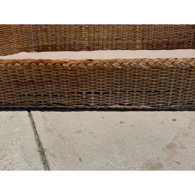 Vintage 72” Handwoven Rattan Sofas With Large Braid Trim, Pair For Sale - Image 17 of 17