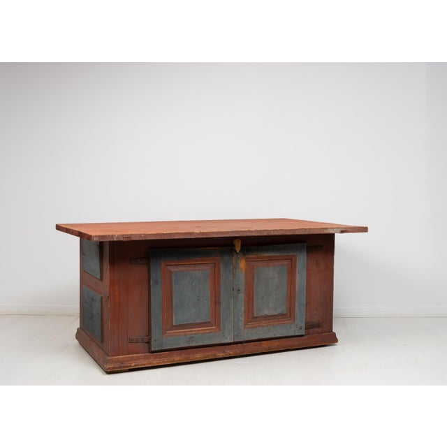 Wood Large 19th Century Swedish Folk Art Side Table For Sale - Image 7 of 18