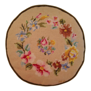 Mid-Century Floral Needlepoint Pillow
