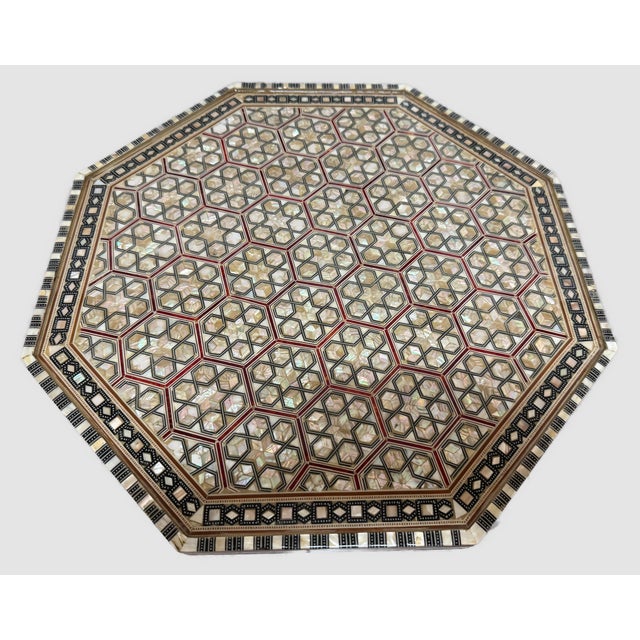 Mediterranean Handmade Mother of Pearl Inlay Round Side Table – Wood Accent Table – Egyptian Artisan Furniture For Sale - Image 3 of 7