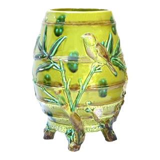 Midcentury Chinoiserie Majolica / Barbotine Faience Planter For Sale