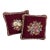 Vintage Burgundy Floral Needlepoint Pillows With Silk Backs, Pair For Sale