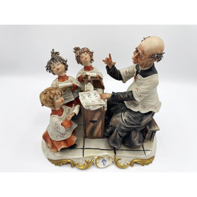 Imagine three choirboys singing passionately, directed by a priest at the piano. Each altar boy is depicted in a unique...