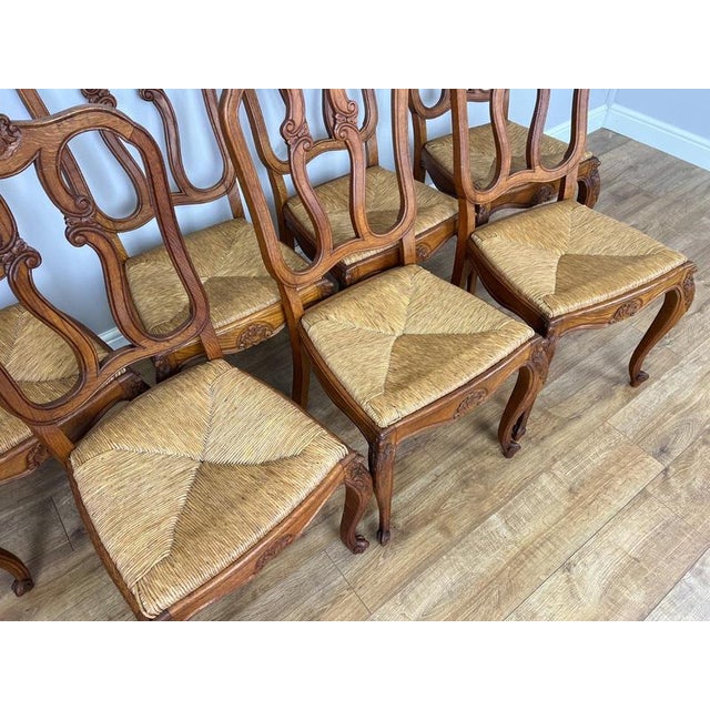 Vintage French Dining Chairs in Oak, Set of 8 For Sale - Image 5 of 14