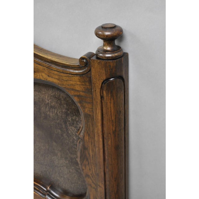 Vintage French Country Provincial Oak Wood Upholstered Panel King Bed Headboard For Sale In Philadelphia - Image 6 of 12