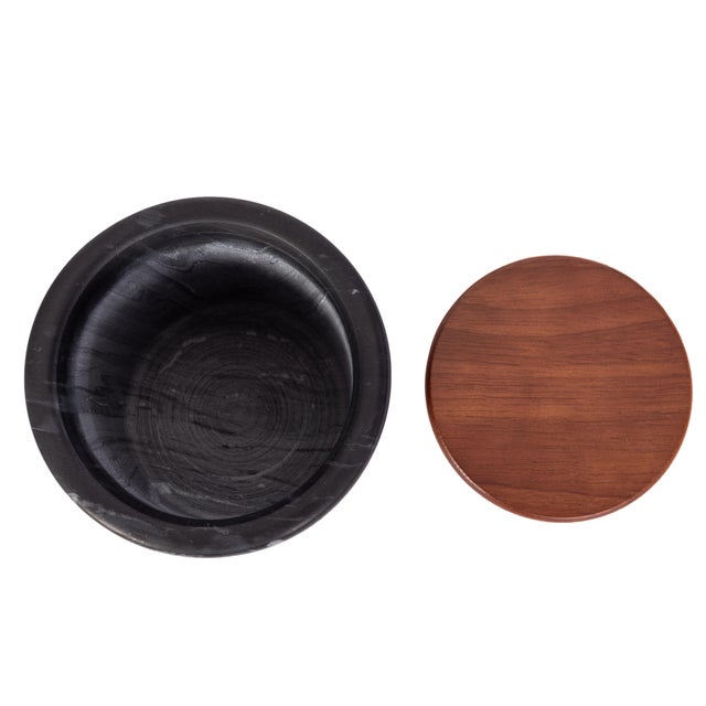 Modern Artifacts Trading Company Storage Canister with Sealed Wood Top in Black, Large For Sale - Image 3 of 3