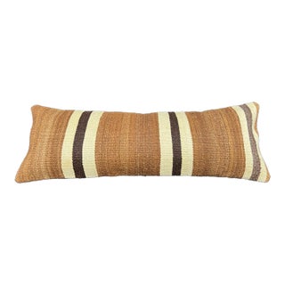 Turkish Hemp Pillow Cushion Natural Beige Brown Cushion Cover 14"x40" For Sale