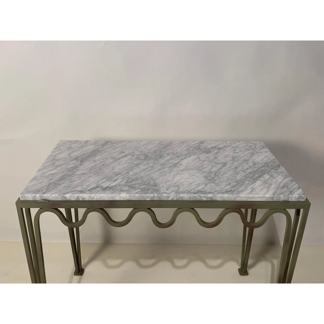 Large 'Meandre' Verdigris Steel and Marble Night Stands by Design Frères - A Pair For Sale In Los Angeles - Image 6 of 8