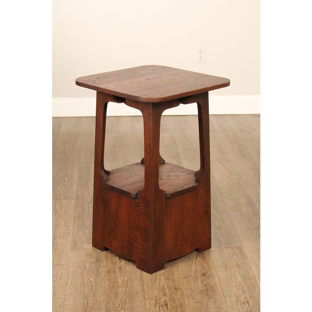 Antique Arts & Crafts Oak Pagoda Tabouret Table For Sale - Image 9 of 12