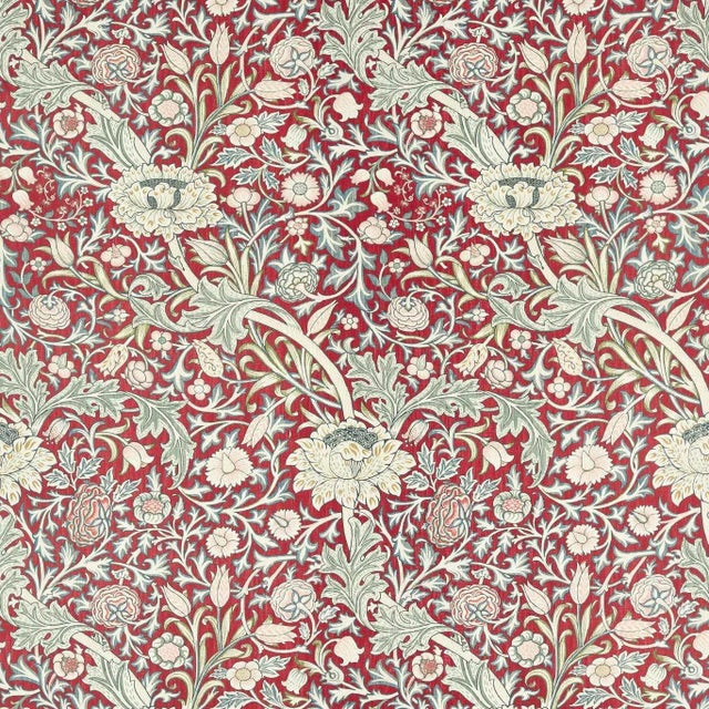 Morris & Co Trent Fabric in Madder/Webbs Blue - a Sample For Sale