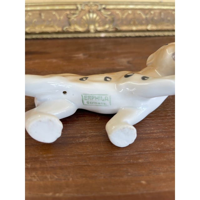 Beige Vintage Erphila Germany Porcelain Leopard Figurine With Hand-Painted Details. For Sale - Image 8 of 10