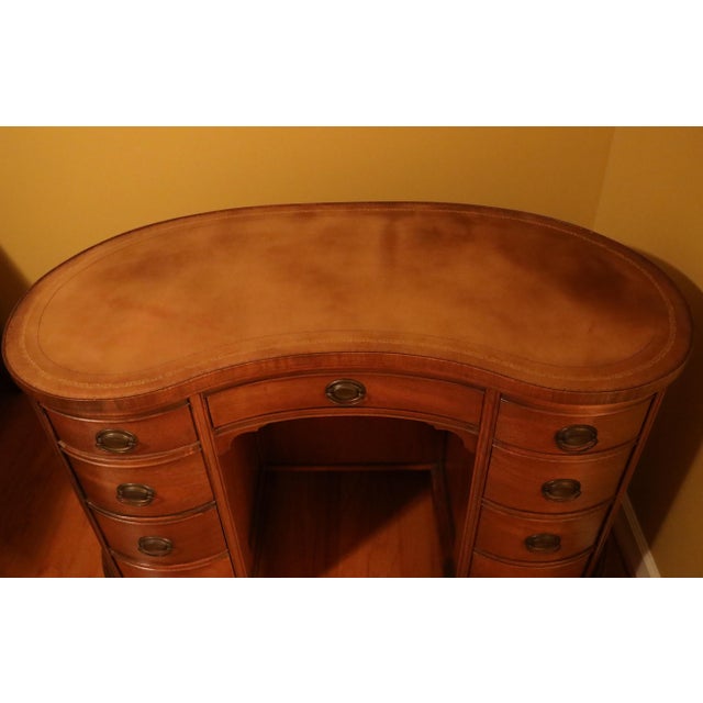 Antique Kidney Shaped Desk Leather Top