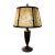 Early 20th Century Arts& Crafts Bradley & Hubbard Table Lamp Reverse Painted Ribbed 6 Panel Scenic Glass Shade For Sale