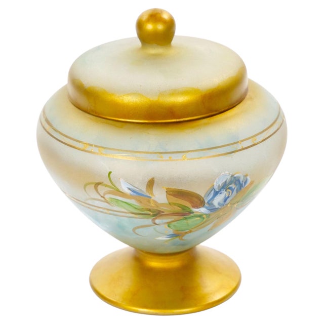 This elegant Italian Venetian art glass covered centerpiece or decorative vase was made in Italy in the late 20th century...
