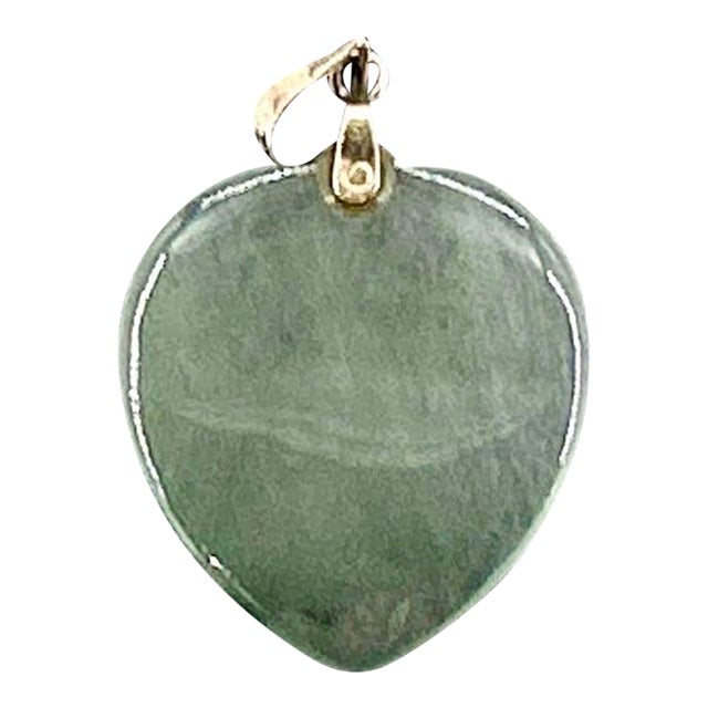 Jadeite Jade in 14k Gold Heart Shaped Very Fine Translucent Pale Apple Green Pendant For Sale
