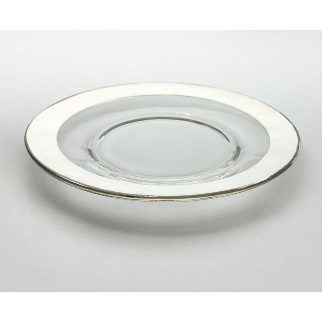 1950s Vintage Dorothy Thorpe Silver Band Set of 5 Glass Bread Plates For Sale - Image 4 of 6