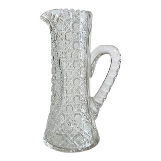 Antique American Brilliant Cut Crystal Water Pitcher-Abp-Victorian-Edwardian For Sale