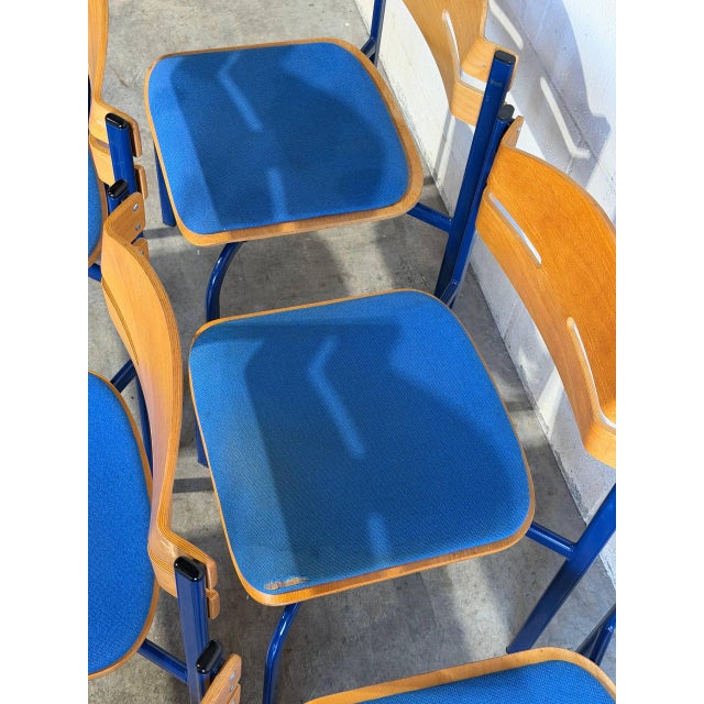 Blue Niels Larsen Stacking Chairs Set of 8 Danish Mid-Century Modern Vintage For Sale - Image 8 of 13