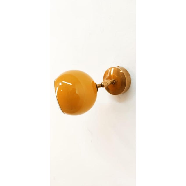 Adjustable Wall Light with Yellow Metal Dome For Sale - Image 4 of 14