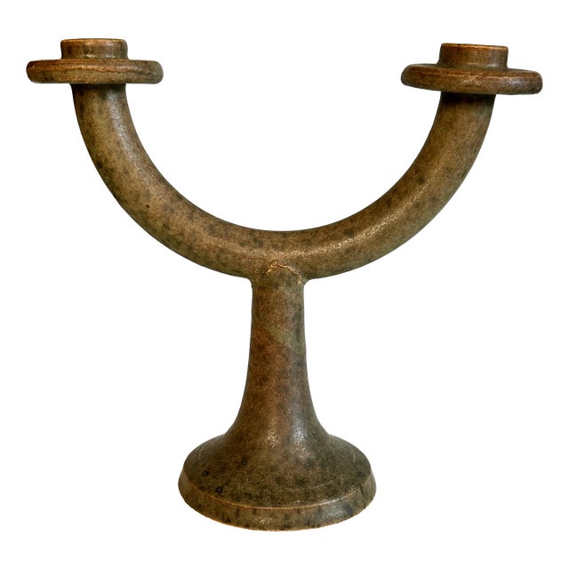 Sculptural Studio Ceramic Double Candelabra, Germany, 1960s For Sale