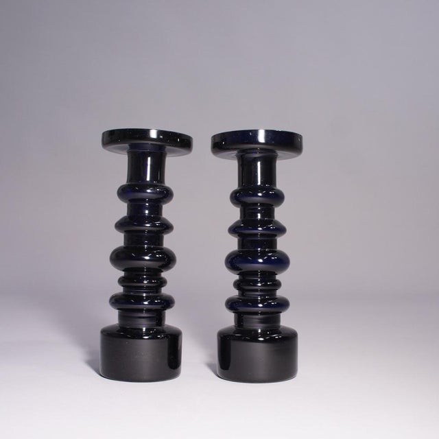 Candleholders in Glass by Oiva Toikka for Nuttajärvi, 1960s, Set of 2 For Sale - Image 4 of 4