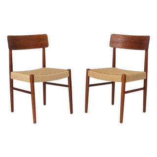 Set of Set of Danish Dining Chairs in Teak with Papercord Seats, 1960s For Sale