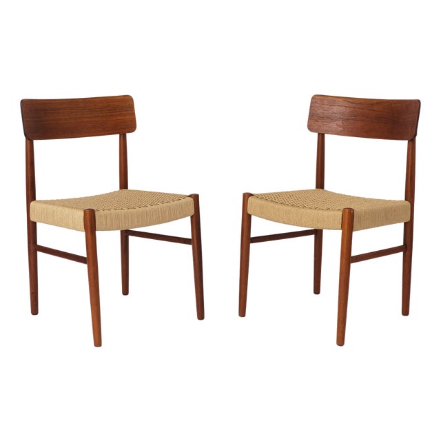 Set of Set of Danish Dining Chairs in Teak with Papercord Seats, 1960s For Sale
