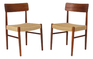 Set of Set of Danish Dining Chairs in Teak with Papercord Seats, 1960s