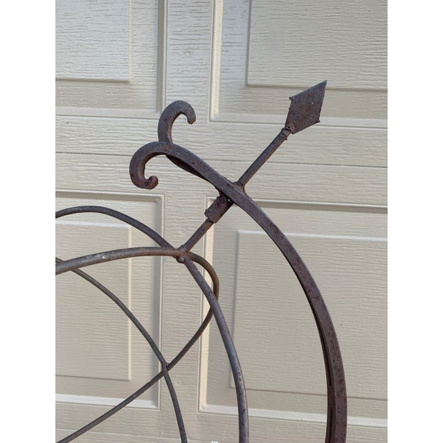Antique French Country Wrought Iron Garden Armillary Sundial For Sale - Image 4 of 9