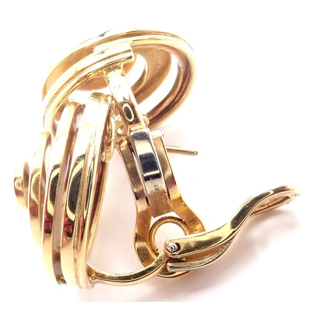 1990s Vintage BULGARI BULGARI 18k Yellow Gold Swirl Earrings For Sale - Image 5 of 9