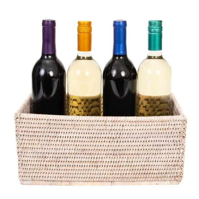 Boho Chic Artifacts Rattan Rectangular Basket For Sale - Image 3 of 5