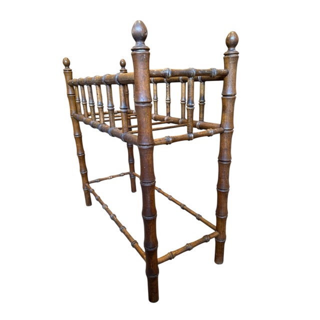 Vintage Faux Bamboo Maple Wood Plant Stand For Sale - Image 4 of 8