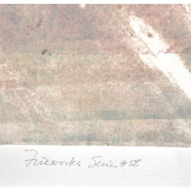 Abstract 1980s Pastel Fireworks Abstract Oil Painting by Katherine Chang, Framed Liu For Sale - Image 3 of 5