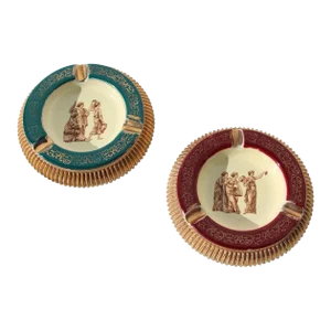 Mid-Century Modern, Pair of Mythological Italian Ashtrays, Earthenware