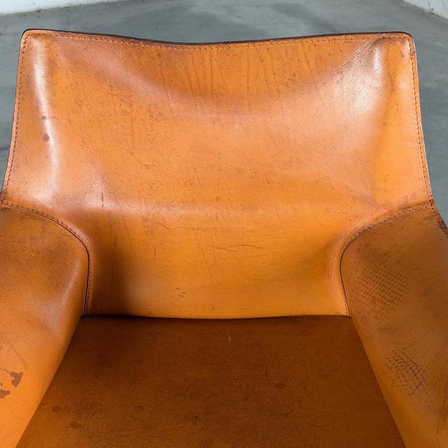 CAB 413 Armchairs in Cognac Leather attributed to Mario Bellini for Cassina, 1970s, Set of 2 For Sale - Image 13 of 16