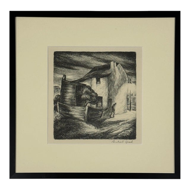 Richard Hood (1910-1995) - Wpa Expressionist Man and House, Signed (Lithograph, 1939)/Edvard Munch/Van Gogh For Sale