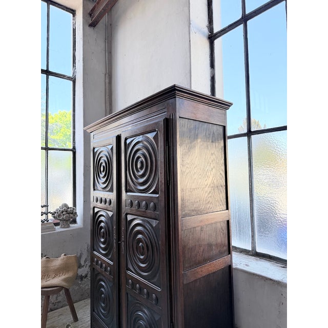 Wood Basque Oak Wardrobe by Dudouyt, 1950s For Sale - Image 7 of 18