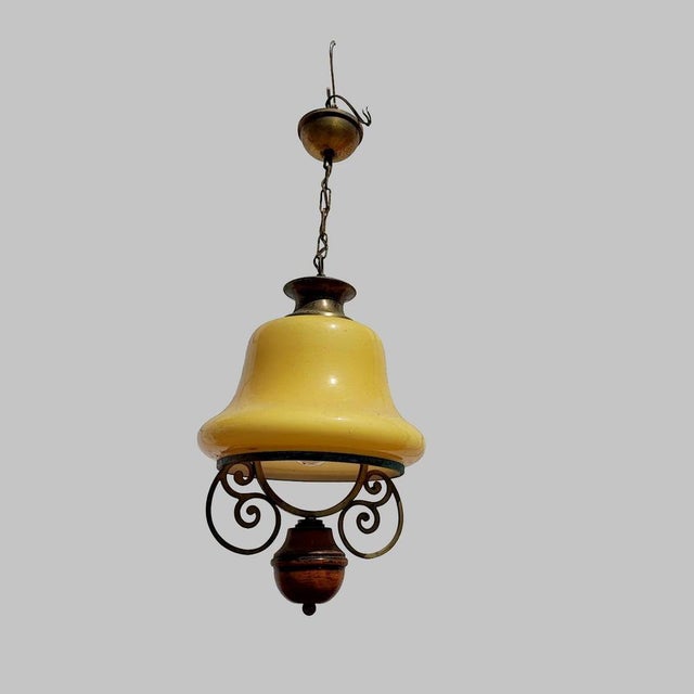 Vintage Bell Pendant Light in Glass For Sale - Image 6 of 6