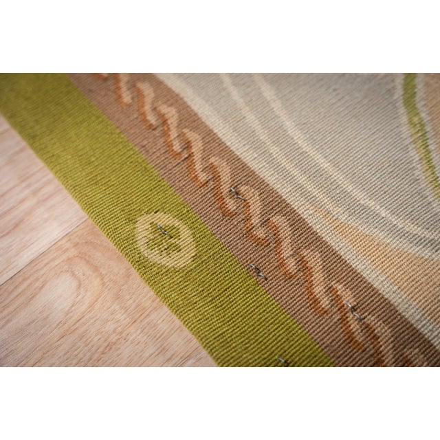 9x12 Vintage Aubusson Flat Weave Wool Rug, Light Blue Art Nouveau Floral For Sale - Image 9 of 15