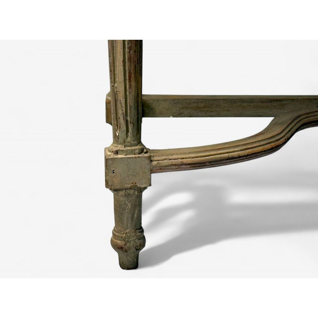Gustavian, Louis XVI Style, Console Tables, Distressed Grey Wood, Marble, France For Sale - Image 9 of 10