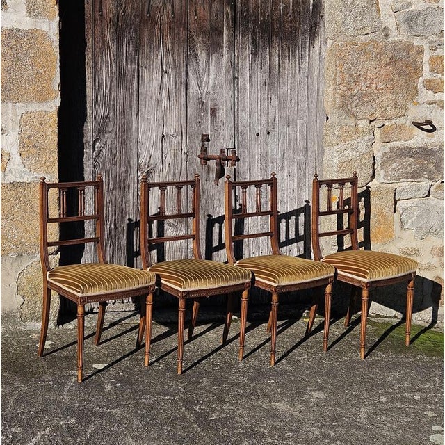 Antique :ate 19th Century Louis XVI Hand-Carved Walnut Side Chairs in the style of Claude Sené For Sale - Image 4 of 18