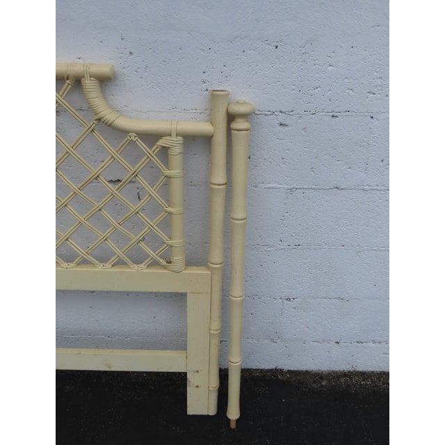 Hollywood Regency Faux Bamboo Posted Painted King Size Headboard 6681 For Sale - Image 12 of 16