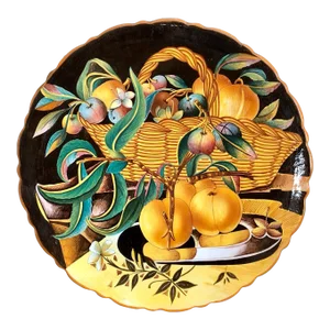 Large Antique Robbia Italy Majolica Fruit Charger