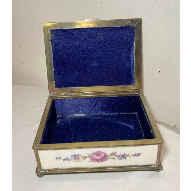 Antique 19th Century Hand Painted Porcelain Bronze French Faience Jewelry Box For Sale - Image 13 of 13