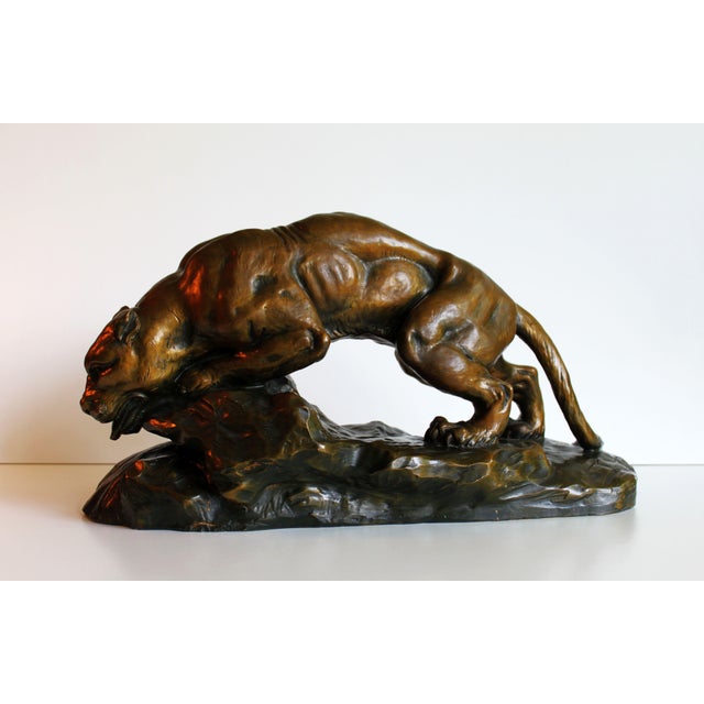 Sculpture of a Terracotta Lioness by Armand Fagotto, 20th Century For Sale - Image 11 of 14
