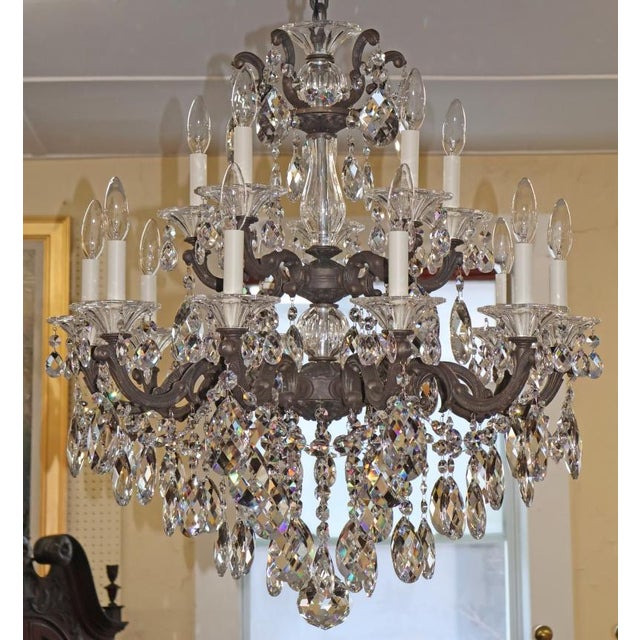 Schonbek 15 Light La Scala 5075 Textured Bronze Finish Crystal Chandelier For Sale - Image 12 of 17