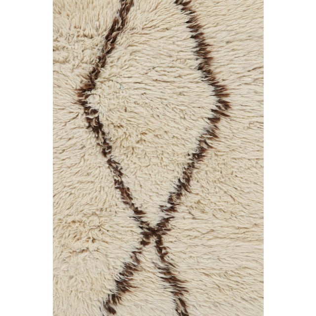 Moroccan Vintage Moroccan Rug in White With Brown Diamond Medallions, From Rug & Kilim For Sale - Image 3 of 7